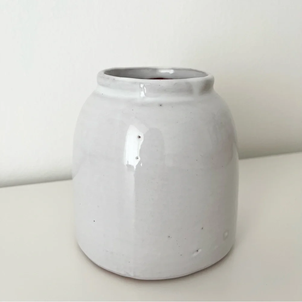 Handmade Pottery Ceramic Vase Gray Round Rustic Country from Brooklyn NYC's Leif